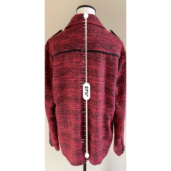 Lucky Brand red and black tweed jacket with asymmetrical zip closure. Size XL. - Picture 7 of 12